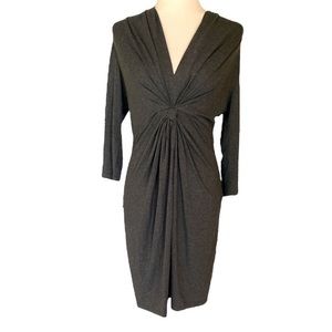 Shoshanna Charcoal Gray Ruched Pleated Draped Rayon Knit Dress - 6